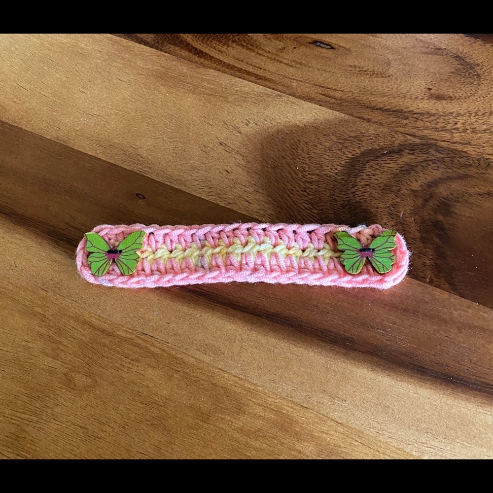 Crochet Ear Saver Extender Pink/Yellow Cotton